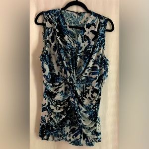 Sleeveless suit blouse with gathers in front empire style